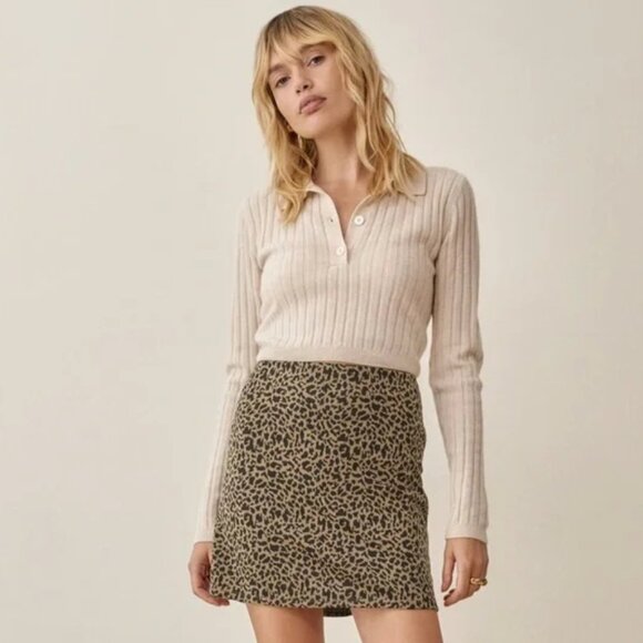 Reformation Cheetah Print Mini Skirt Size 0 - Picture 2 of 3